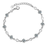 Round Zircon Rhombus Silver Bracelet for Women