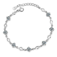 Round Zircon Rhombus Silver Bracelet for Women