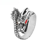 Red Eye Zircon Chinese Dragon Titanium Steel Ring for Men