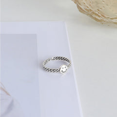 Smiling Face and Chain Design Opening Sterling Silver Ring