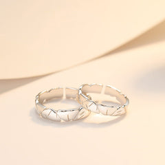 Stone Shape Silver Couple Ring