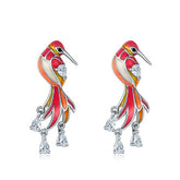 Pink Enamel Rosefinch Dorp Earrings