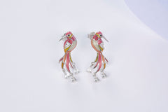 Pink Enamel Rosefinch Dorp Earrings