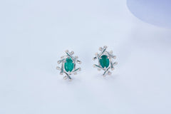 Enamel Medium Bamboo Studs Earrings