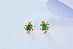 Enamel Medium Bamboo Studs Earrings