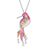 Rosefinch Pink Enamel Silver Necklace