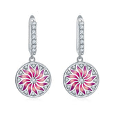 Pink Enamel Datura Stramonium Drop Earrings