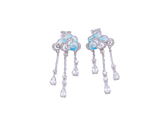 Cloud Blue Enamel Tassels Drop Earrings