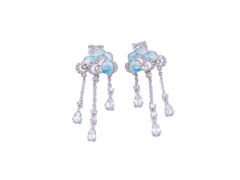 Cloud Blue Enamel Tassels Drop Earrings
