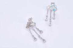 Cloud Blue Enamel Tassels Drop Earrings