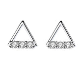 Triangle with Zircon Silver Studs Earrings for Women