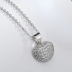 Full Zircon Heart Pendant Silver Necklace for Women