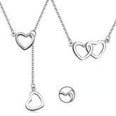 Valentine's Day Gift Two Heart Buckle Two-wear Silver Necklace for Women