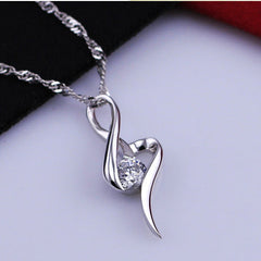 (Pendant Only) Water Shape with Zircon Silver Pendant for Women