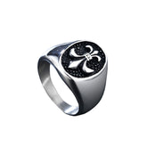 Children Flower Oval Polished Titanium Steel Ring for Men