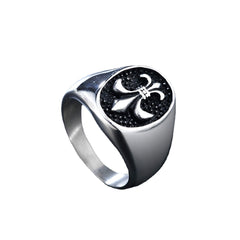 Children Flower Oval Polished Titanium Steel Ring for Men