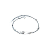 Circle Zircon Buckle Double-layer Silver Bracelet for Women