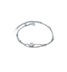 Circle Zircon Buckle Double-layer Silver Bracelet for Women