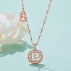 Circle Letter B Moissanite Necklace