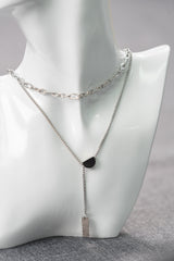 Layered Half Moon Necklace Silber Necklace