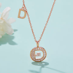 Circle Letter D Moissanite Necklace