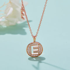 Circle Letter E Moissanite Necklace