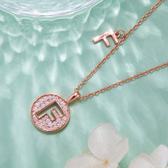 Circle Letter F Moissanite Necklace