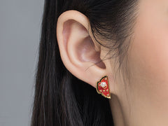 Forbidden City Gate Pearl Enamel Stud Earrings