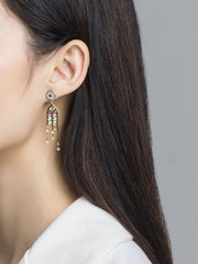 Colourful Enamel Flower Window Drop Earrings