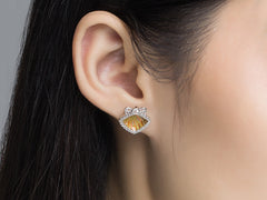 Shell Golden Enamel Silver Stud Earrings