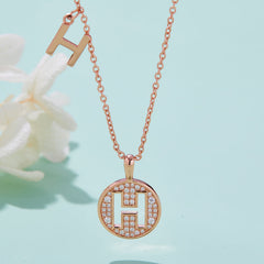 Circle Letter H Moissanite Necklace