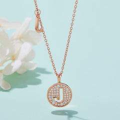 Circle Letter J Moissanite Necklace