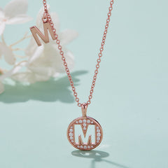 Circle Letter M Moissanite Necklace