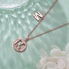 Circle Letter M Moissanite Necklace