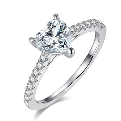Moissanite Heart Cut Eternity Engagement Ring