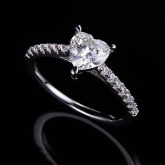 Moissanite Heart Cut Eternity Engagement Ring
