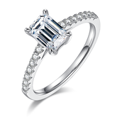 Moissanite Emerald Eternity Engagement Ring