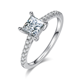 Cathedral Princess Cut Moissanite Engagement Ring