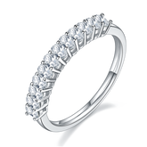 Oval Shape Moissanite Half Eternity Silver Ring
