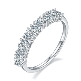 Heart Shape Moissanite Half Eternity Silver Ring