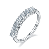 Baguette Cut Moissanite Half Eternity Silver Ring