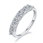 Triangle Moissanite Half Eternity Silver Ring