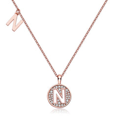 Circle Letter N Moissanite Necklace