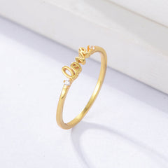 LOVE Letter with White Zircon Sterling Silver Ring for Women