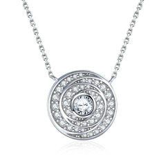 Circular Vortex Zircon Sterling Silver Necklace