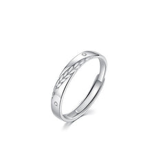 Wheat Ear Leaf Silver Couple Ring