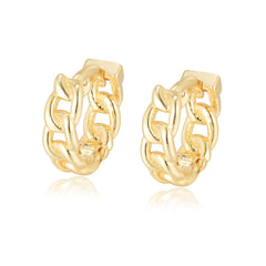 Chain Buckle Design Silver Hoop Earrings for Women