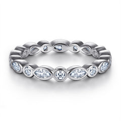 Full Circle Round and Marquise Zircon Silver Ring for Women