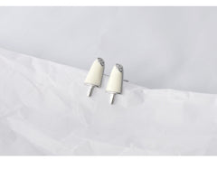 White Ice Stick with Zircon Silver Stud Earrings for Women