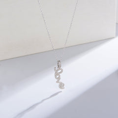 Valentine's Day Gift Full Zircon LOVE Letter Pendant Silver Necklace for Women